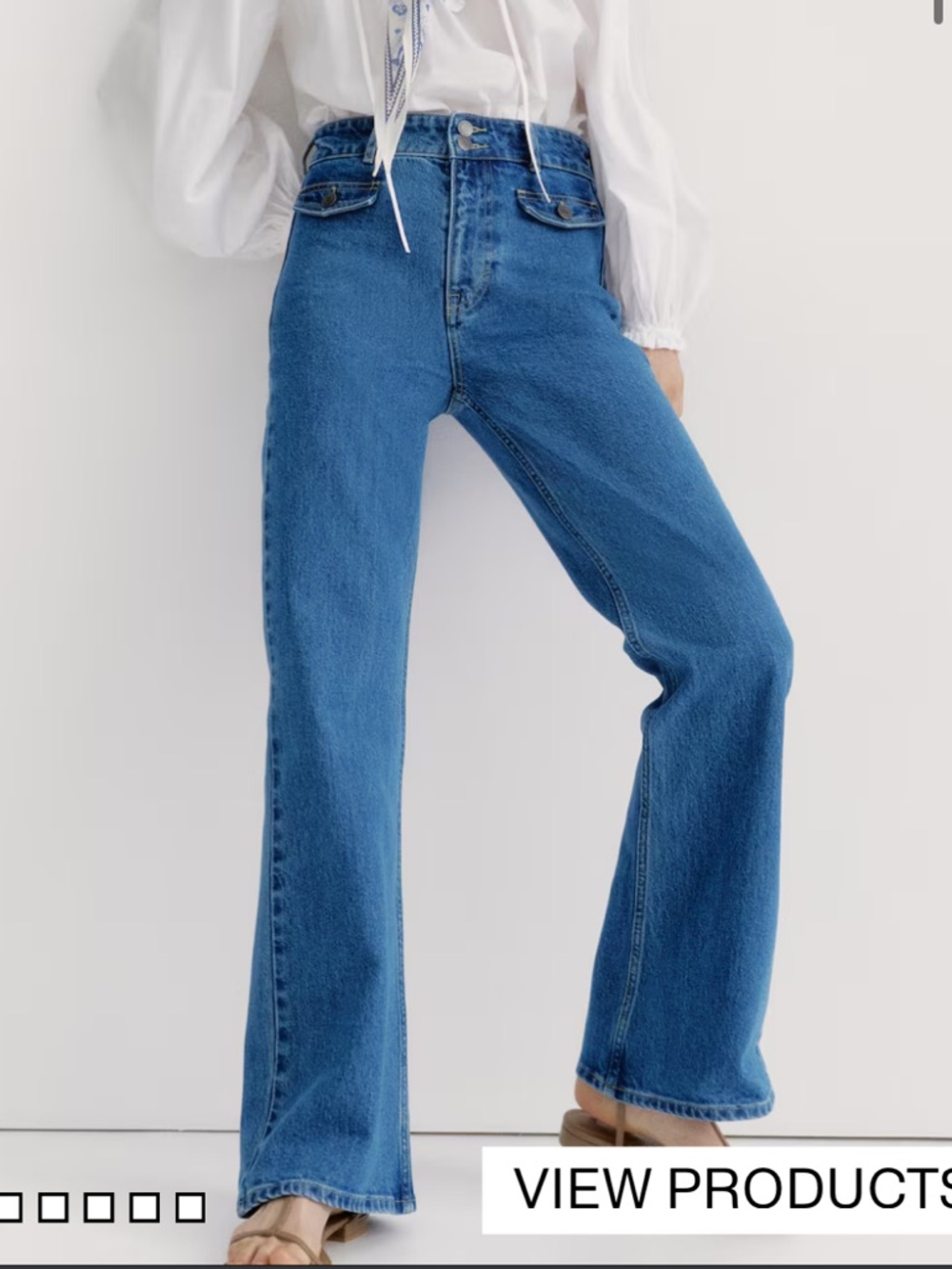 H&M Blue High-Rise Wide Leg Jeans